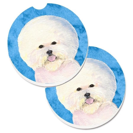 Carolines Treasures Blue Bichon Frise Set of 2 Cup Holder Car Coaster SS4802-BUCARC